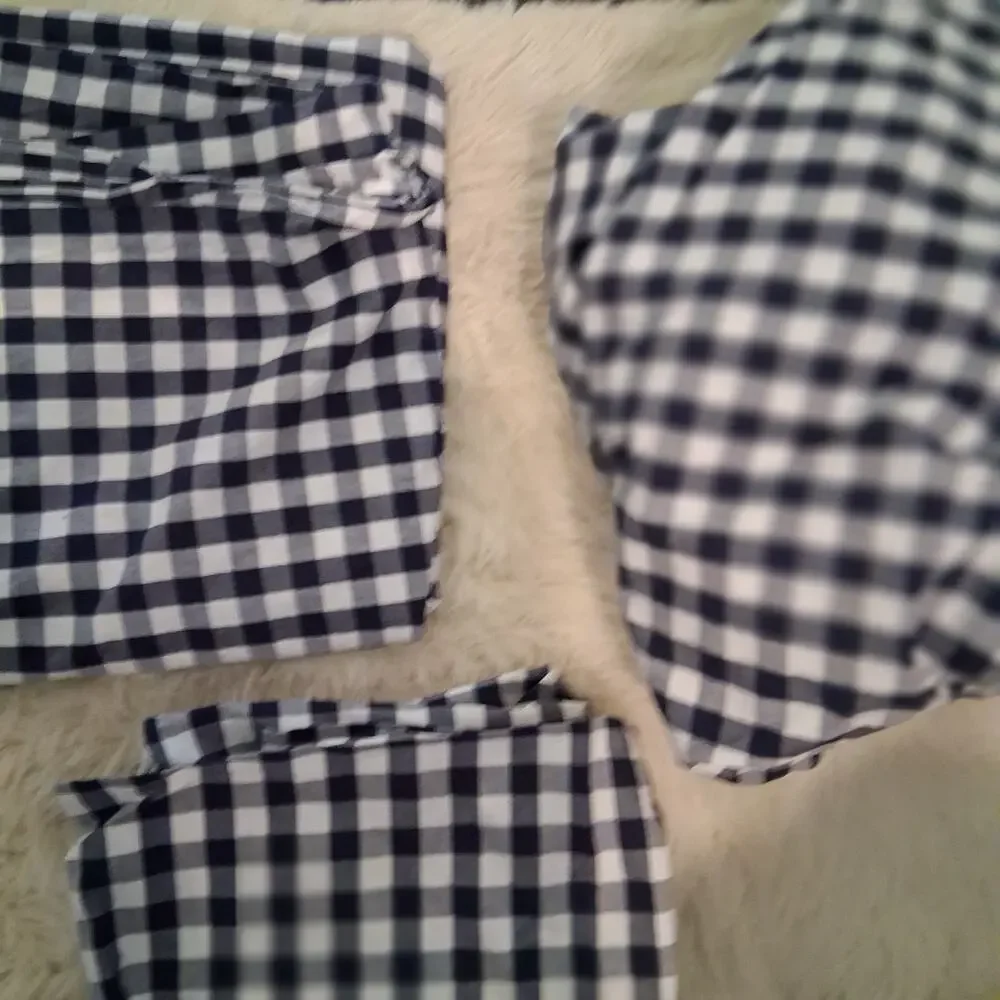 Pottery Barn Kids sheet set twin navy white gingham organic cotton